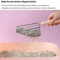 Pelle de litière de chat en métal avec support, pelle de caca de chaton à tamis rapide, support de litière pour [...]