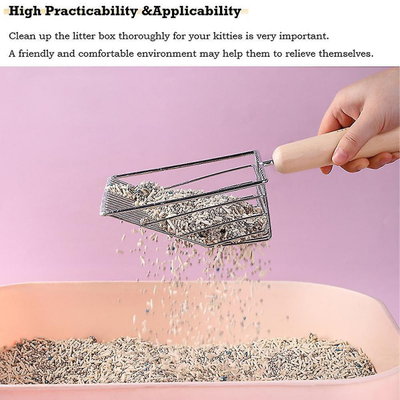 Pelle de litière de chat en métal avec support, pelle de caca de chaton à tamis rapide, support de litière pour [...]