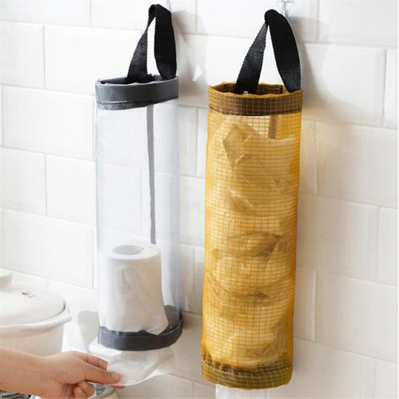 Home Grocery Bag Holder Wall Mount Plastic Bag Holder Dispenser Hanging Storage Trash Garbage Bags
