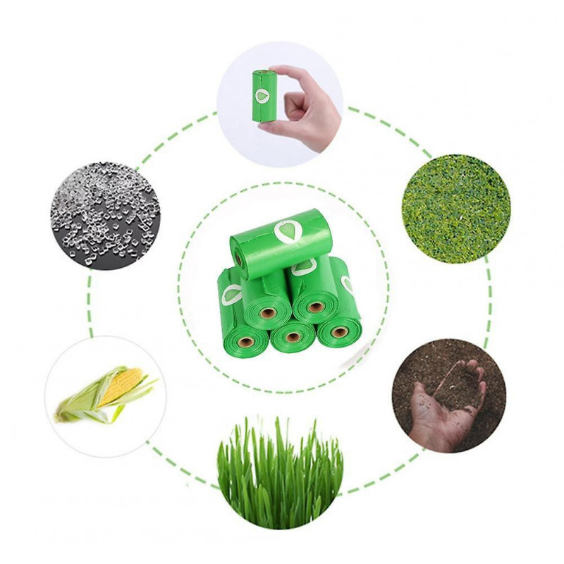 Dog Poop Bag, 16 Rolls Green + Dispenser, Thick and Durable, Easy to Remove, Waterproof Dog Poop Bag