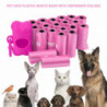 Pet Dog Waste Bags with Bone Shape Dispenser Holder 20 Rolls Plastic Trash Bags Pink
