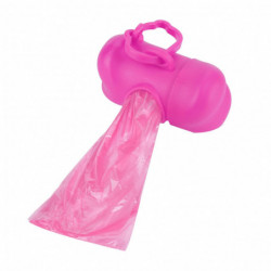 Pet Dog Waste Bags with Bone Shape Dispenser Holder 20 Rolls Plastic Trash Bags Pink