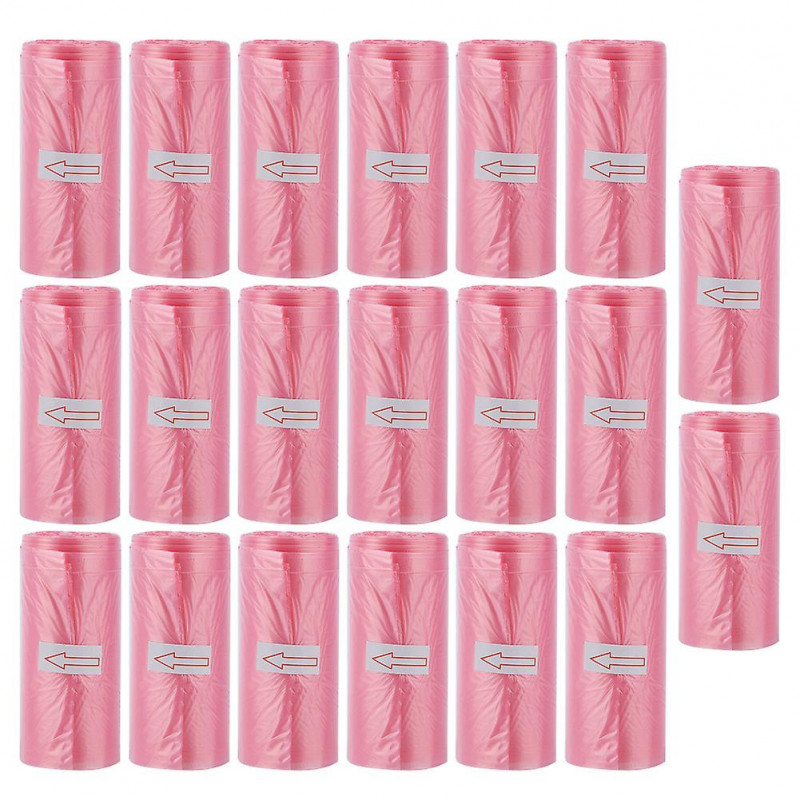 Disposable Pink Garbage Bags for Baby Waste Clean Up - 20 Rolls