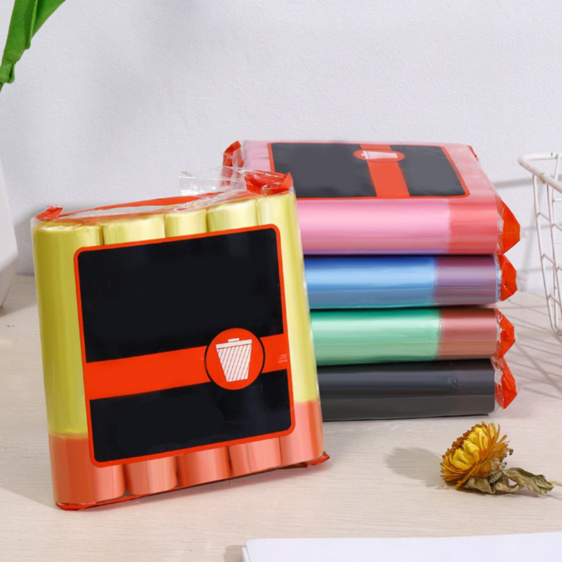 5 Roll Garbage Bag Disposable Drawstring Portable Cleaning Big Plastic Waste Bag Home Supplies
