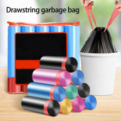5 Roll Garbage Bag Disposable Drawstring Portable Cleaning Big Plastic Waste Bag Home Supplies