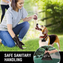 Dog Poop Bag, Poop Bags 10 Refill Rolls / 150 Counts, Extra Thick Leak Proof Dog Poop Bags (Black)