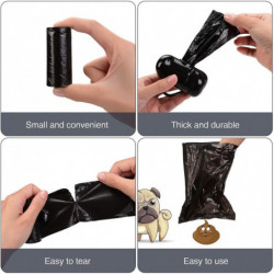 Dog Poop Bag, Poop Bags 10 Refill Rolls / 150 Counts, Extra Thick Leak Proof Dog Poop Bags (Black)