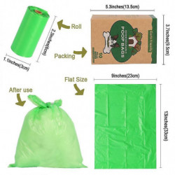 Sac de caca de chien, 10 rouleaux verts + distributeur, épais et durable, facile à enlever, sac de caca de chien [...]
