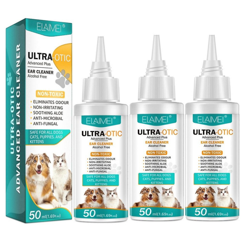3pcs Chat Oreille Nettoyant Liquide Chat Chien Fournitures De Nettoyage Réduit Les Secousses De La Tête