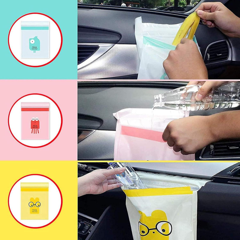 45PCS Easy Stick-On Disposable Car Trash Bags Self-adhesive Car Garbage Bags Leak Proof Vo