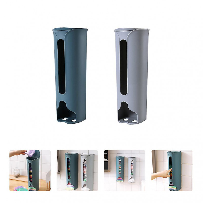 2Pcs Plastic Bag Dispenser Garbage Bag Holder Wall Mounted Storage Box