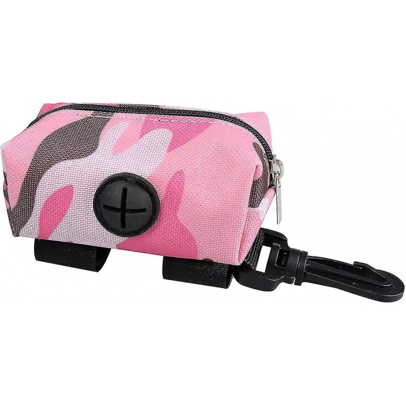 Dog Waste Bag Dispenser, Portable Dog Poo Bag Holder Leash Attachment With Zipper Pouches For Belt Leash (pink)