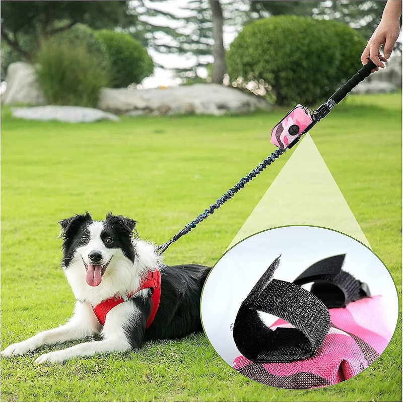 Dog Waste Bag Dispenser, Portable Dog Poo Bag Holder Leash Attachment With Zipper Pouches For Belt Leash (pink)