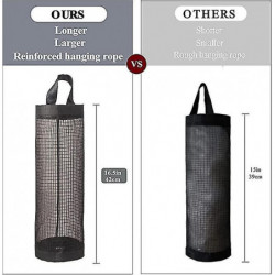 Wabjtam Plastic Bag Holder, Mesh Grocery Bag Holder Hanging Storage Bag Dispenser (black 2 Packs)