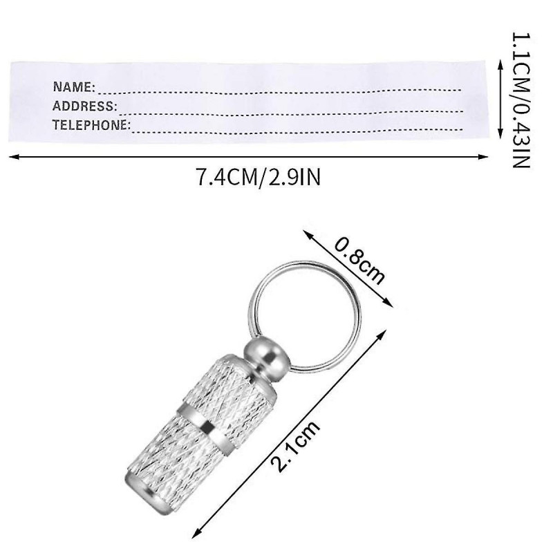 6 Pcs Id Tags Barrel Tube With Address Label For Collar Of Dog Cat