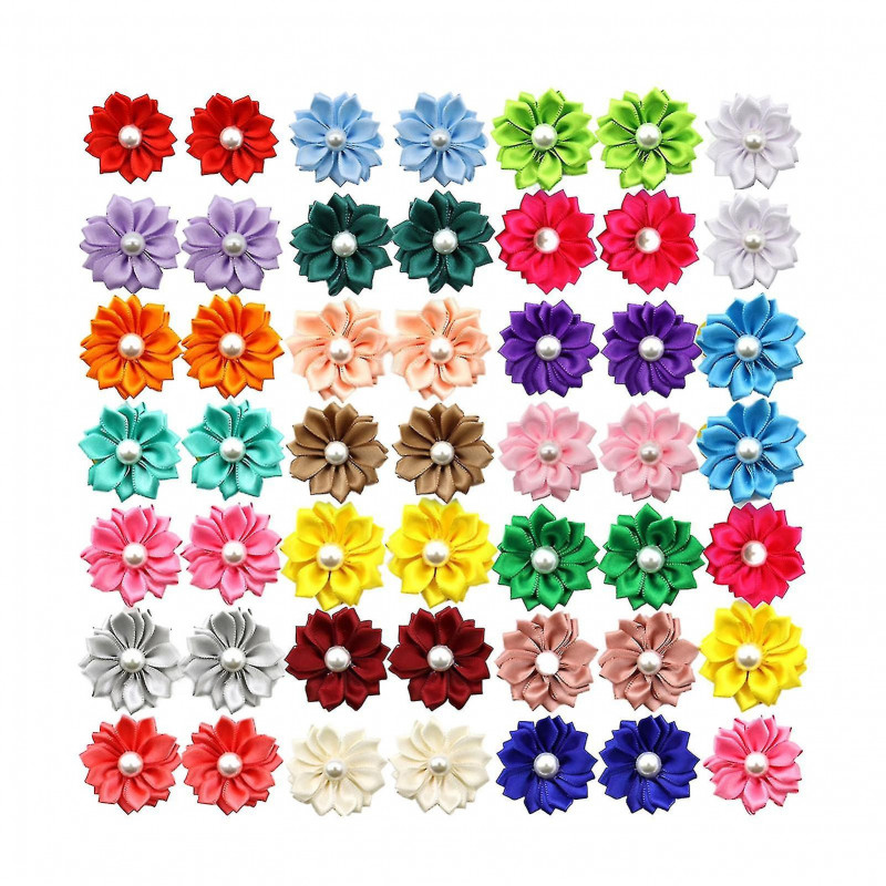 50pcs Pet Headdress Exquisite Shape Fade-resistant Webbing Small Dog Hair Clip Decor Colorful Pet Headwear Pet Supplies