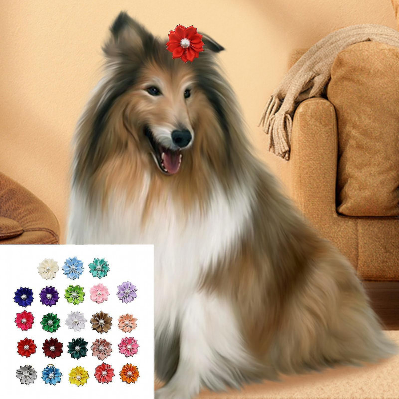 50pcs Pet Headdress Exquisite Shape Fade-resistant Webbing Small Dog Hair Clip Decor Colorful Pet Headwear Pet Supplies