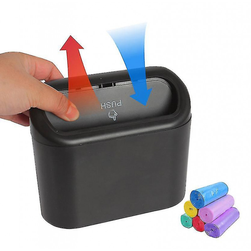Mini Car Trash Can With 5 Rolls Of Garbage Bags