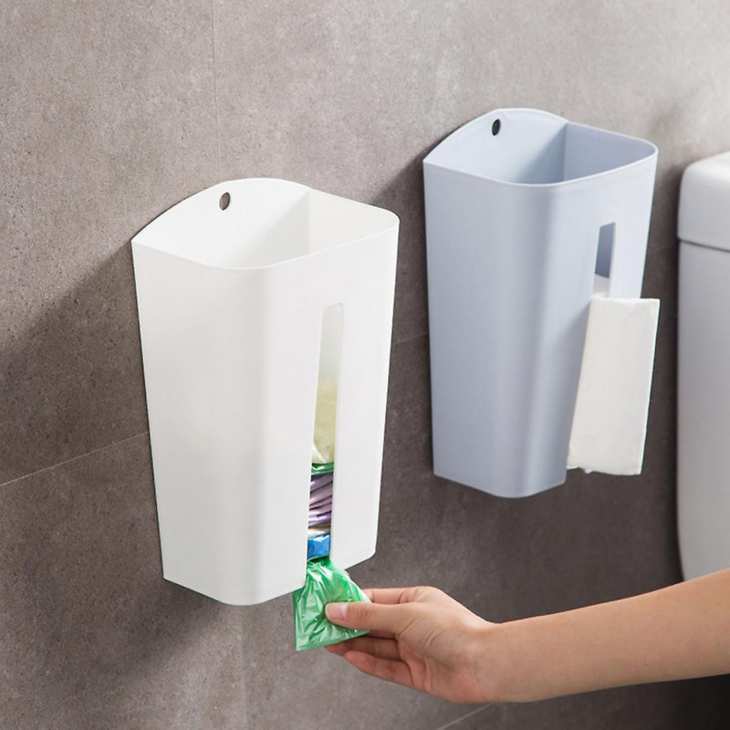 Wall Mounted Garbage Bag Dispenser Recycle Hanging Bags Storage Box Holder Saver