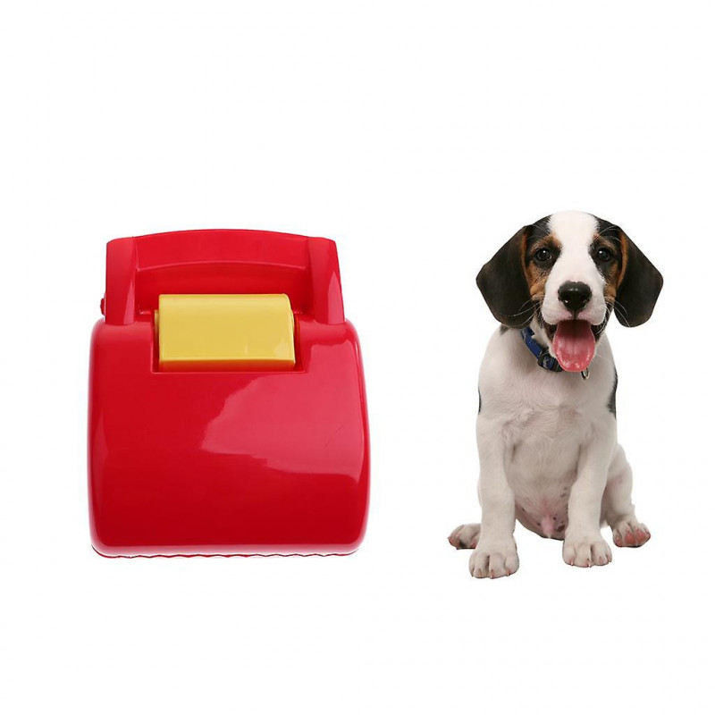 Pet Dog Pick Up Poops Cleaning Clip Pooper Scooper With Bag Dispenser Red
