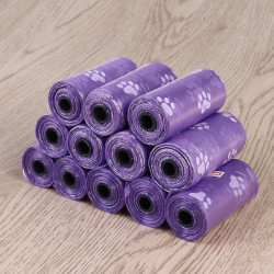 12 Rolls Plastic Dog Poop Bags Leak-proof Garbage Bag Pet Waste Bag (purple)