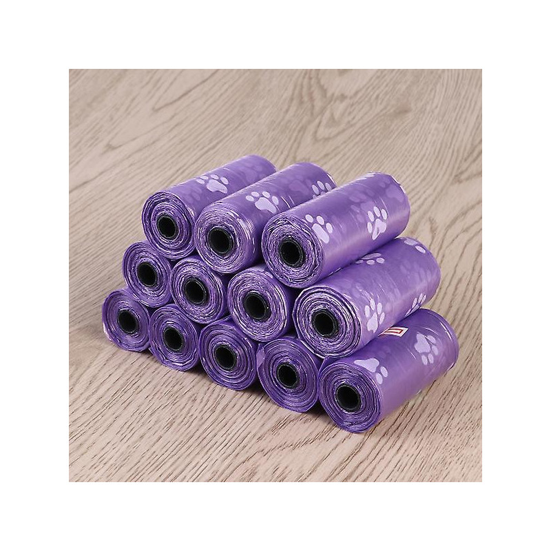 12 Rolls Plastic Dog Poop Bags Leak-proof Garbage Bag Pet Waste Bag (purple)