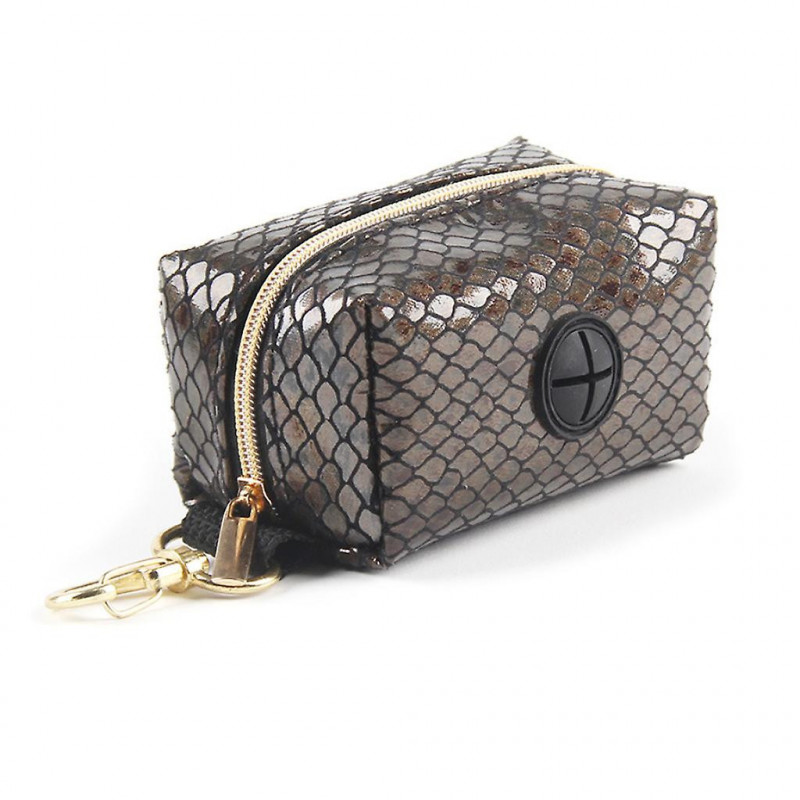 Pet Waste Bag Dispenser Dog Poop Bag Holder Snake Print With Hook For Leash