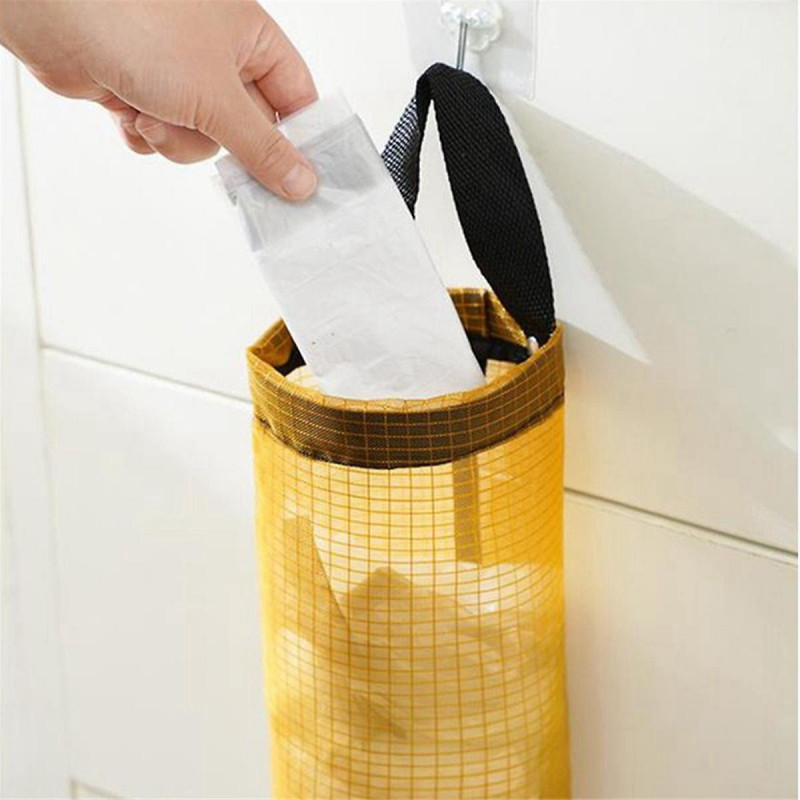 Home Grocery Bag Holder Wall Mount Plastic Bag Holder Dispenser Hanging Storage Trash Garbage Bags Grey