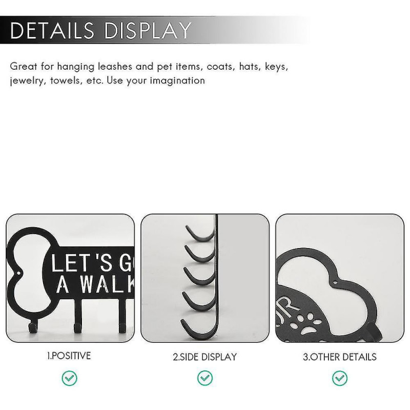 Metal Pet Dog Leash Hanger Hook Dog Leash Wall Rack Holder With Free Nail Hang On Leather Nylon Lea