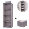 3 Shelves Hanging Closet Organizer With 1 Underwear/socks Drawer Divider Space Saver Foldable Cloth Storage Hanging Bag