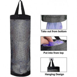Plastic Bag Holder 2 Packs Mesh Hanging Storage Dispensers (black 2 Packs)