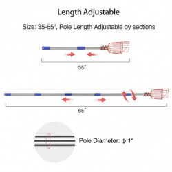 Outil de perche de cueilleur de fruits avec manche long télescopique de panier, outil de perche de cueillette de [...]