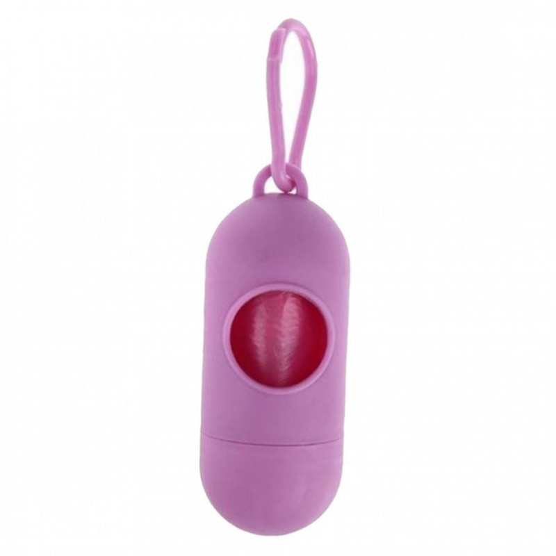 Plastic Dog Poo Bag Dispensers + Pet Waste Poop Bags Pink