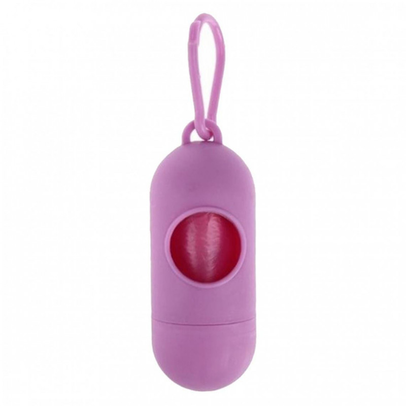 Plastic Dog Poo Bag Dispensers + Pet Waste Poop Bags Pink