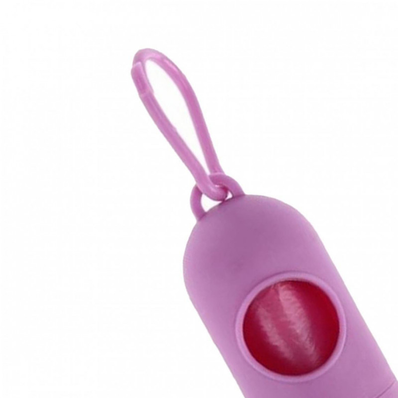 Plastic Dog Poo Bag Dispensers + Pet Waste Poop Bags Pink