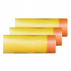 Yellow Drawstring Thick Garbage Bags for Bathroom Kitchen and Restaurant, 3 Rolls Portable Rubbish Bags