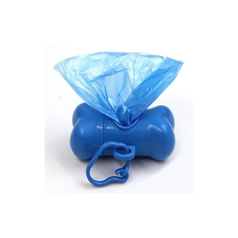 Cute Dog Puppy Pet Bone Shape Poop Waste Bags Clip Dispenser with 1Roll Bag