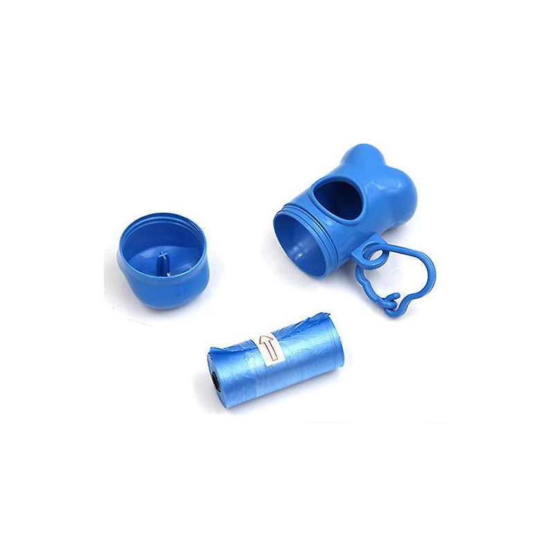 Cute Dog Puppy Pet Bone Shape Poop Waste Bags Clip Dispenser with 1Roll Bag
