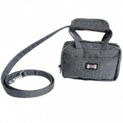 Pet Leash Bag Dog Puppy Walking Leash + Functional Carrier Bag Poop Bag Grey