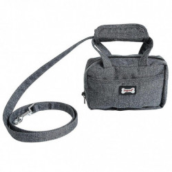 Pet Leash Bag Dog Puppy Walking Leash + Functional Carrier Bag Poop Bag Grey