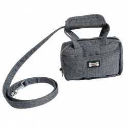 Pet Leash Bag Dog Puppy Walking Leash + Functional Carrier Bag Poop Bag Grey