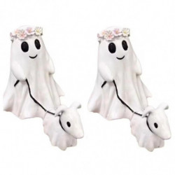 Ghost Dog Walking Statue Halloween Ghost Dog Walking Statue Cute Garland Small Ghost Dog Walking De