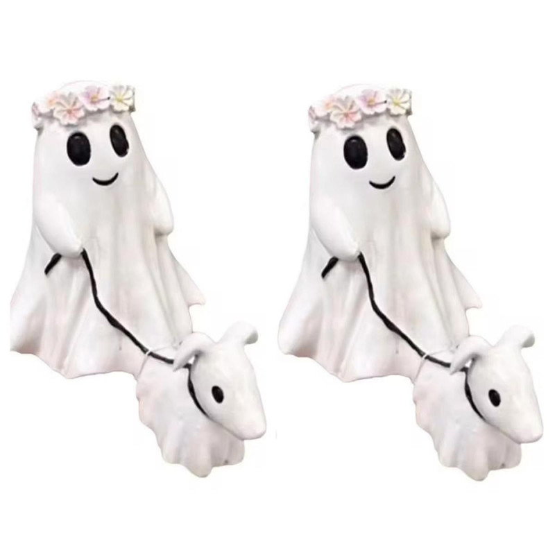 Ghost Dog Walking Statue Halloween Ghost Dog Walking Statue Cute Garland Small Ghost Dog Walking De