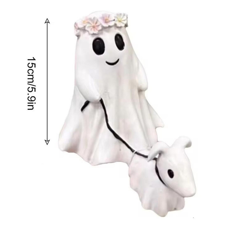 Ghost Dog Walking Statue Halloween Ghost Dog Walking Statue Cute Garland Small Ghost Dog Walking De