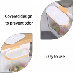 Rash Bag Holder Hanging Trash Bag Rack With Lid Garbage Bags Storage Bracket For Home And Kitchen (yellow)(1pc
