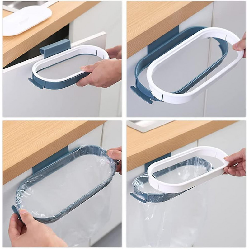 Rash Bag Holder Hanging Trash Bag Rack With Lid Garbage Bags Storage Bracket For Home And Kitchen (yellow)(1pc