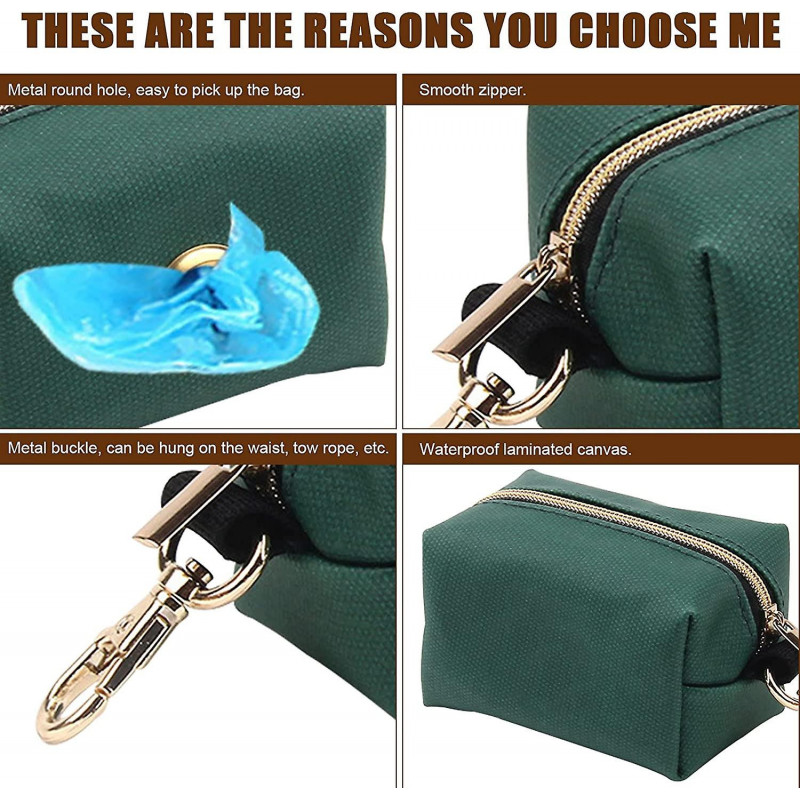 Waterproof Canvas Dog Waste Holder With Hook, Dog Waste Dispenser, Dog Poop Bag Holder For Walking Dogs, Pets [...]