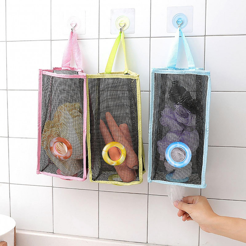Garbage Bag Storage Holder Two Holes Scratch-proof Polyester Kitchen Shopping Garbage Bag Organizer Household Supply