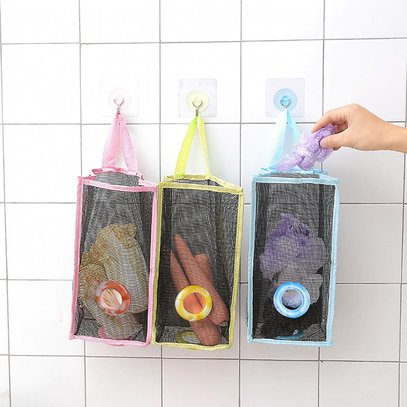 Garbage Bag Storage Holder Two Holes Scratch-proof Polyester Kitchen Shopping Garbage Bag Organizer Household Supply