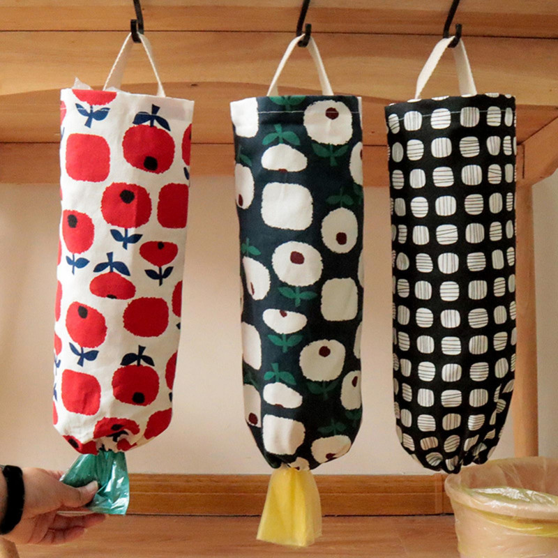 Flower Pattern Garbage Bag Storage Holder Collapsible Fabric Storage Dispenser Garbage Bag Organizer For Home